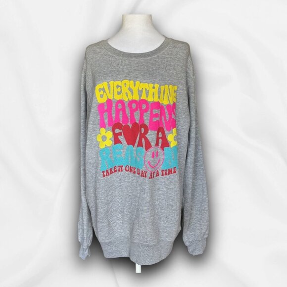 Pacific & Co. Gray Crewneck Graphic Sweatshirt Large - Cozycore, Beachy, Casual, - Picture 1 of 7